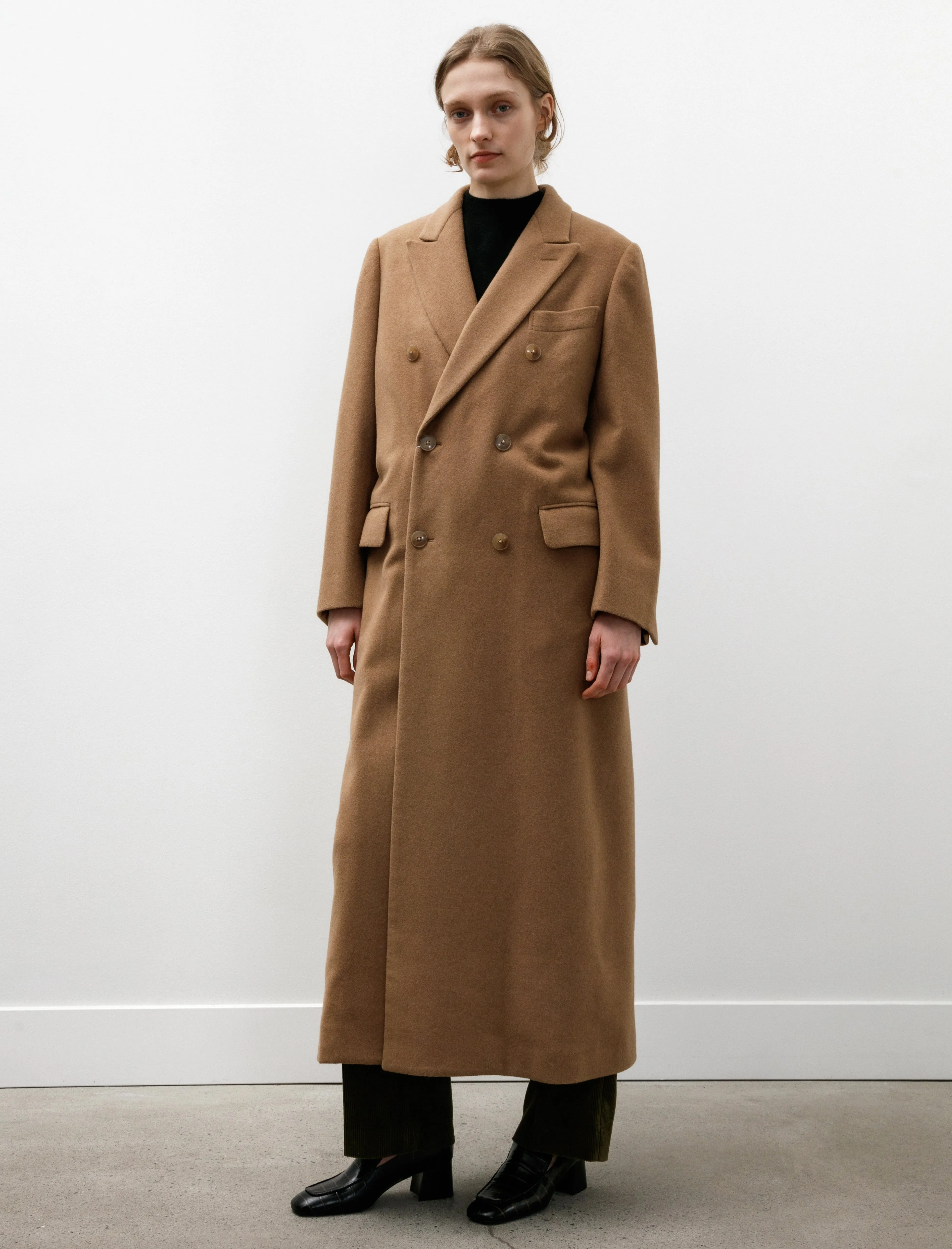 Camel Double Chesterfield Coat