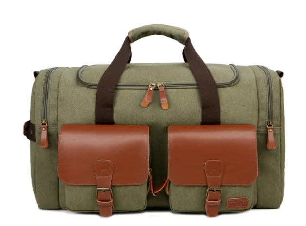 Canvas and Leather Duffle Bag