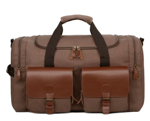 Canvas and Leather Duffle Bag