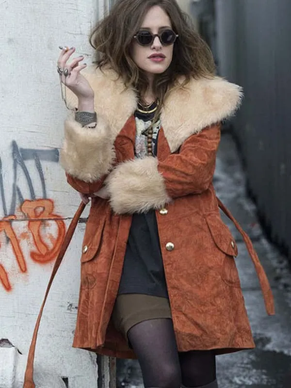 Carly Chaikin Fur Leather Coat