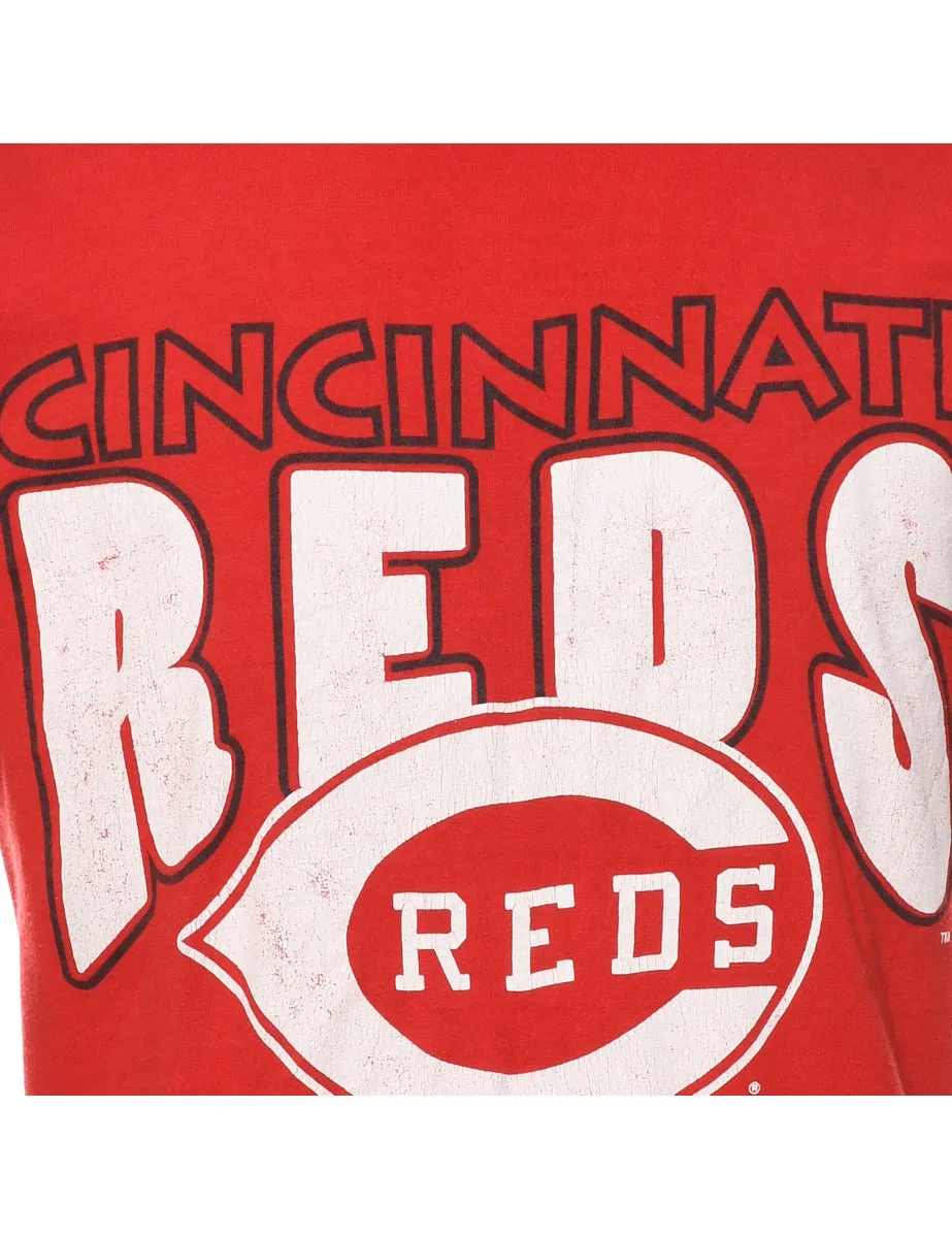 Cincinnati REDS RED & White Printed T-shirt - L