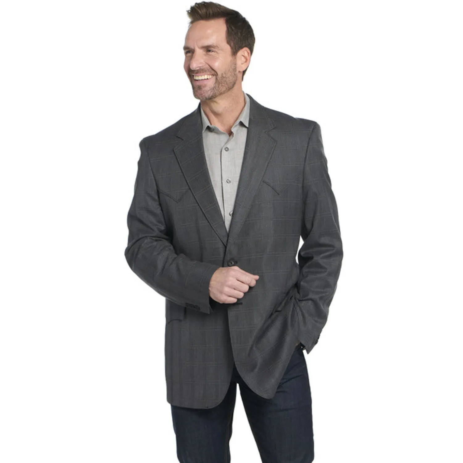 Circle S Mens Houston Grey Multi Poly/Rayon Two-Button Sport Coat