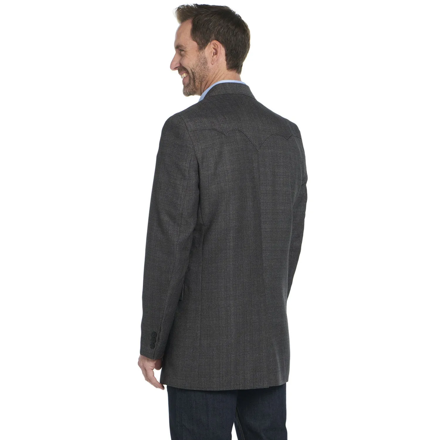 Circle S Mens Plano Black/Pewter Poly/Rayon Two-Button Sport Coat