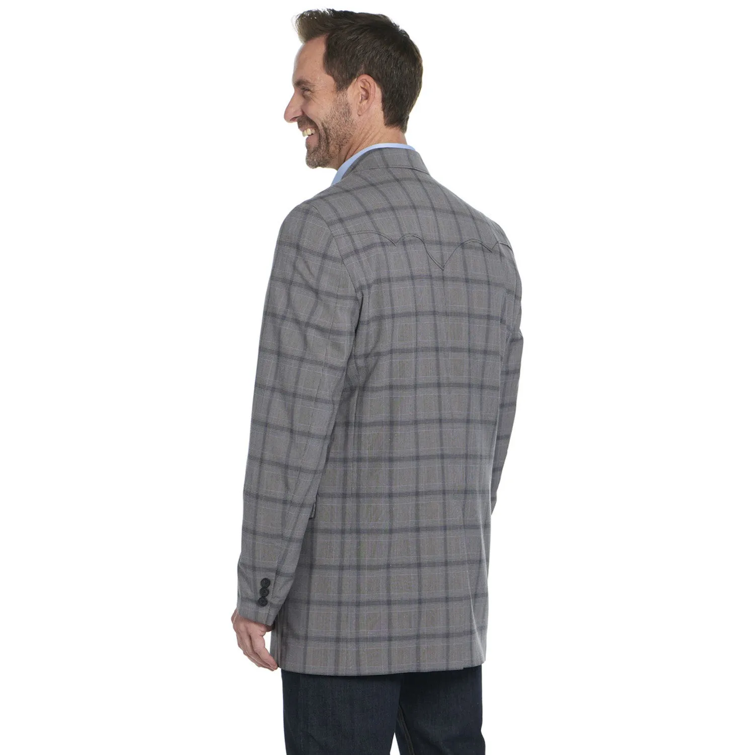 Circle S Mens Plano Navy Multi Poly/Rayon Two-Button Sport Coat