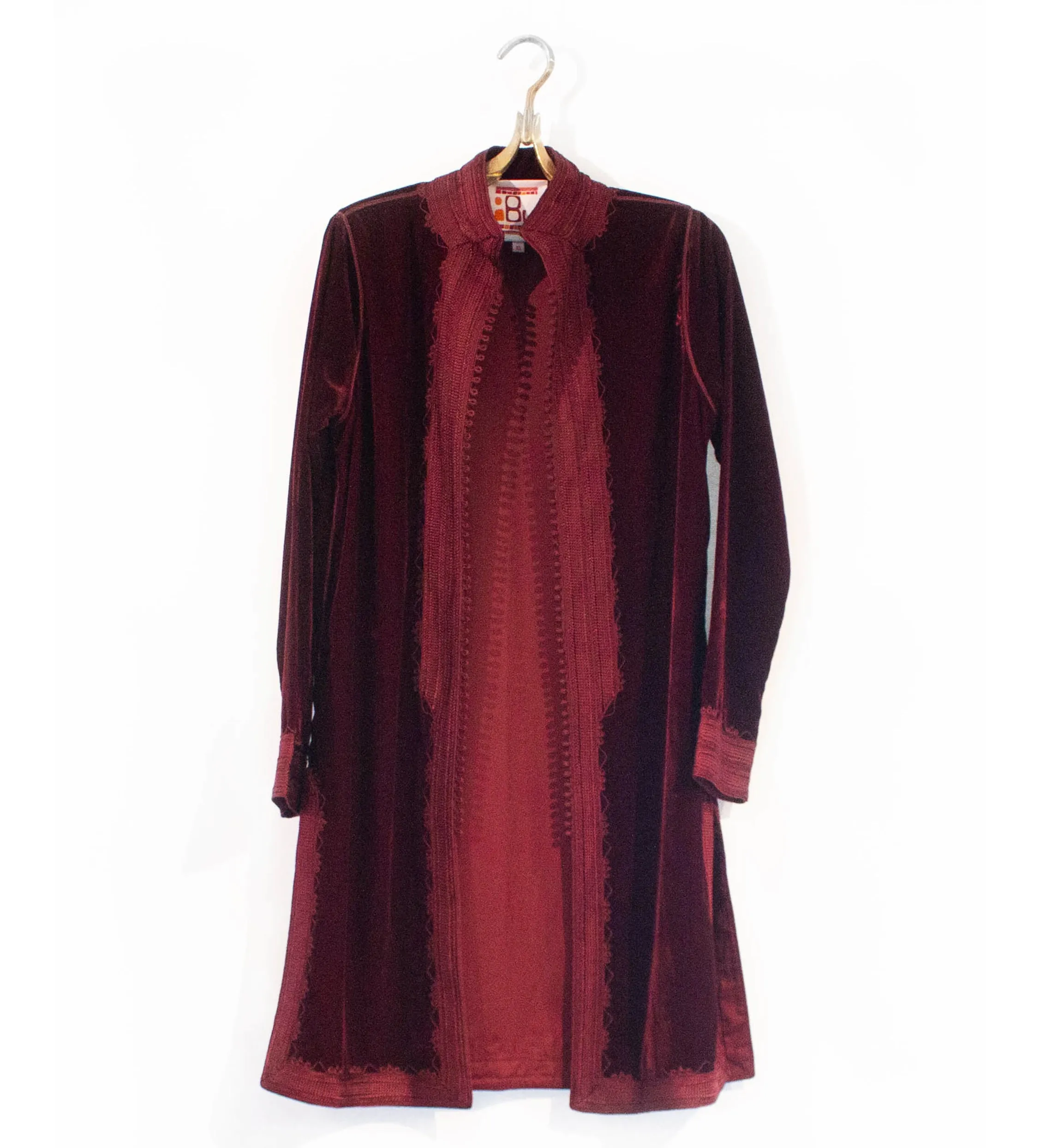 Classic Moroccan Velvet Jacket: Deep Red