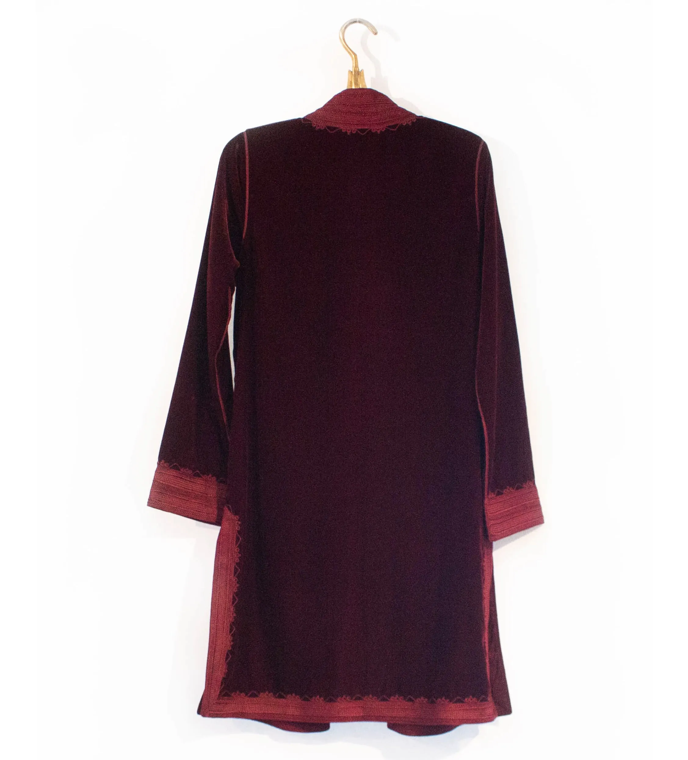 Classic Moroccan Velvet Jacket: Deep Red