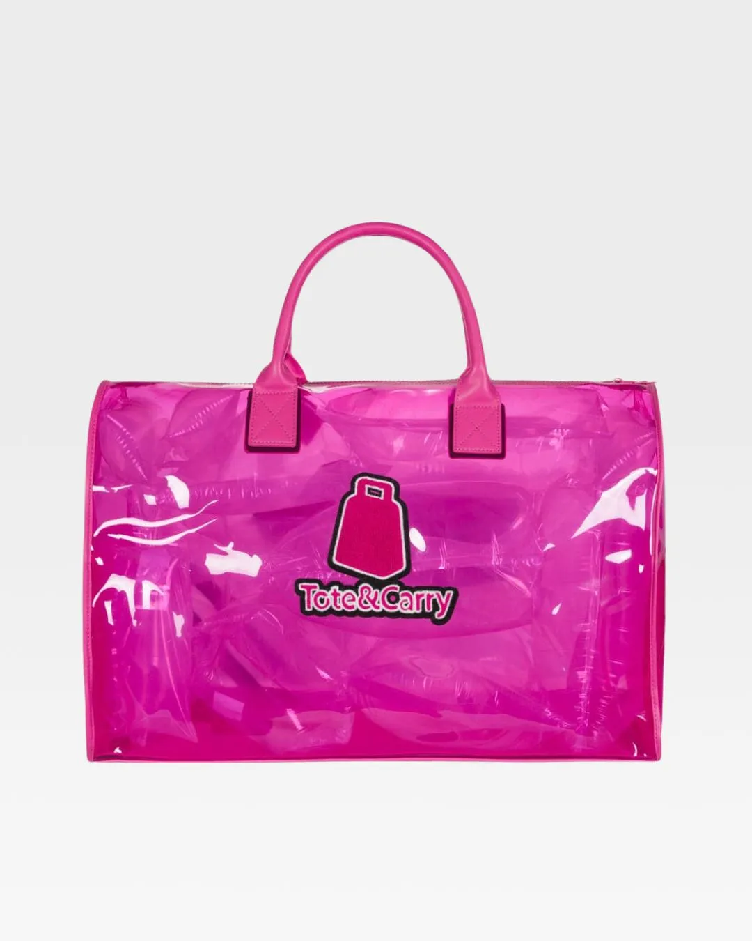 Clear Duffle Bag in Neon Pink