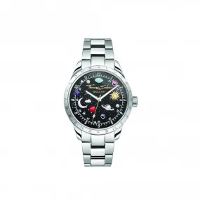 Cosmic Black Dial Silver-Coloured Watch WA0402-201-203