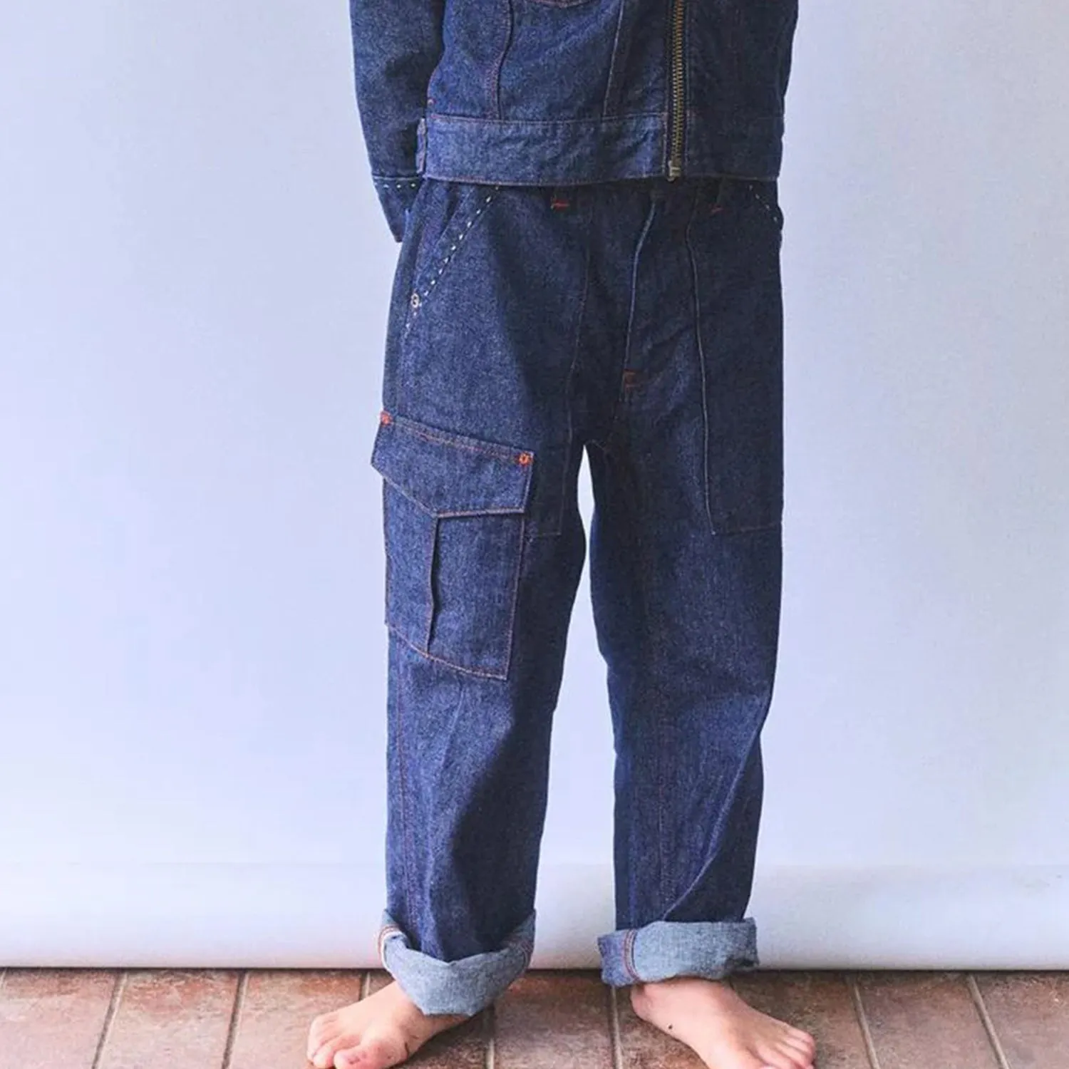 Cotton Utility Jeans - Indigo Denim