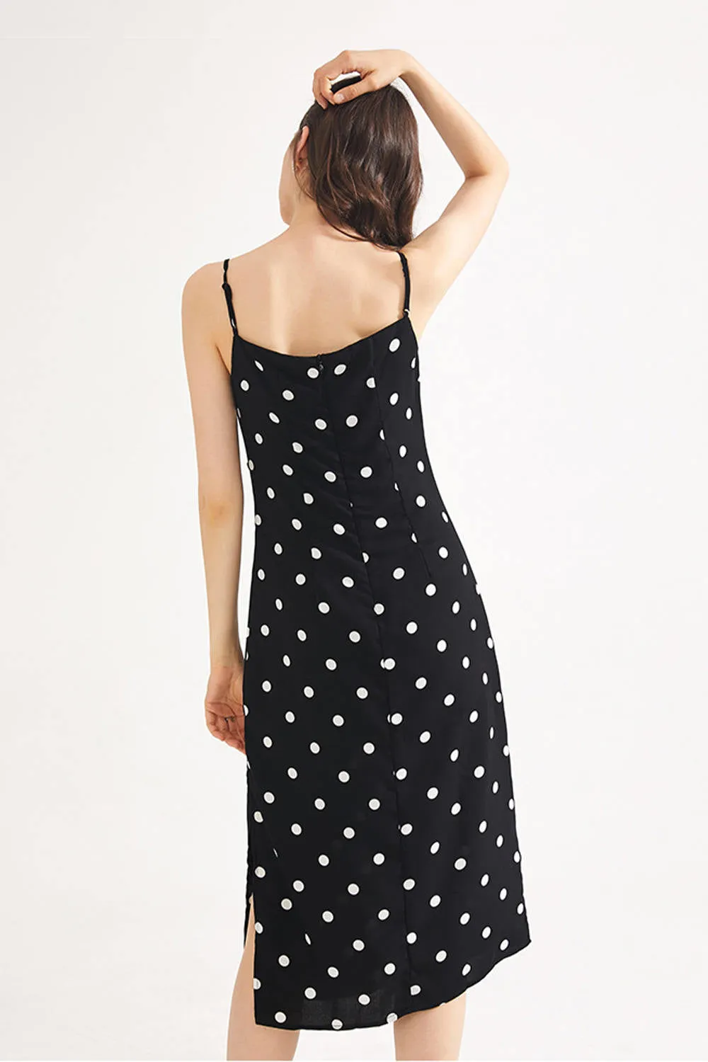 Cowl Neck Polka Dot Slip Dress