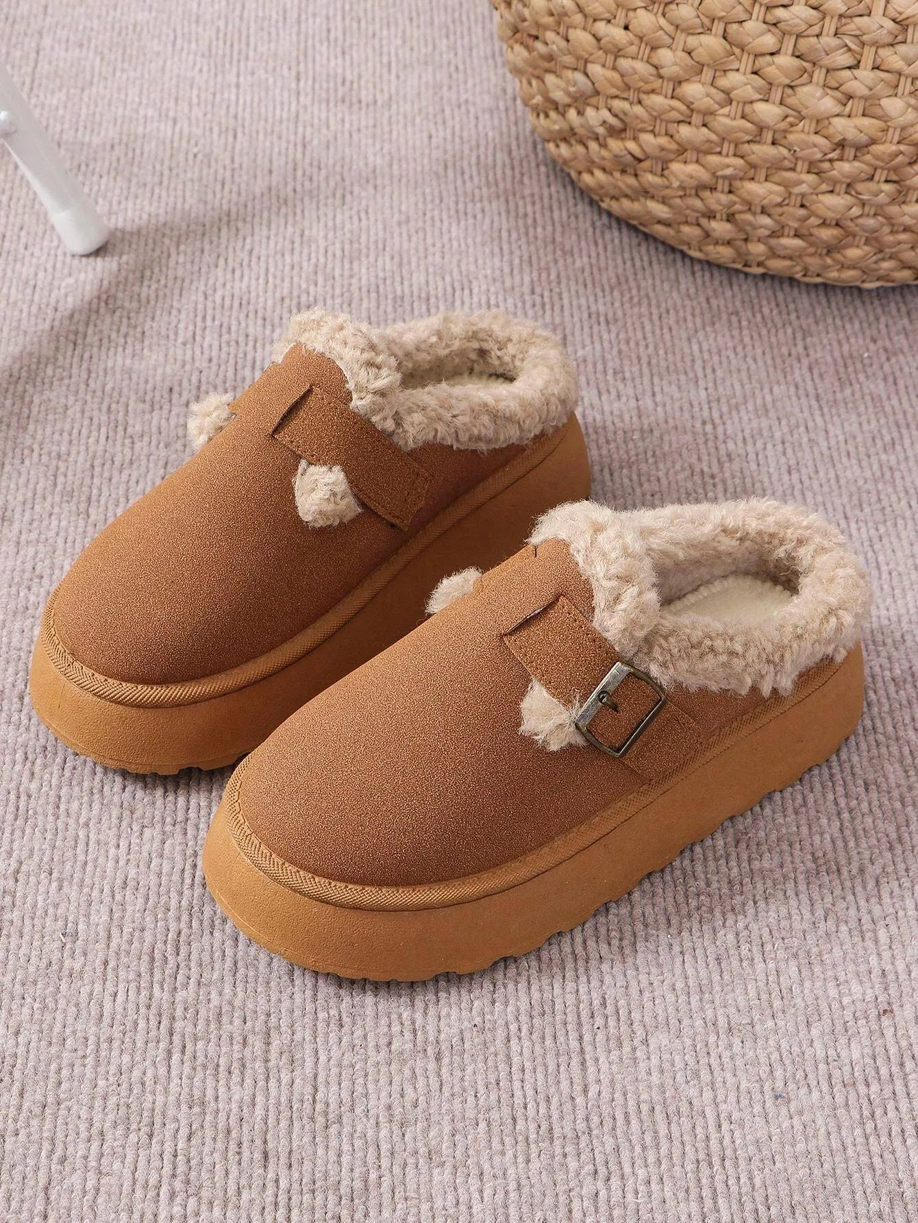 Cozy Winter Plush Lined Platform House Slippers