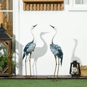 Crane Garden Ornaments, 2 PCS Steel Garden Statue Set Multi-Colour