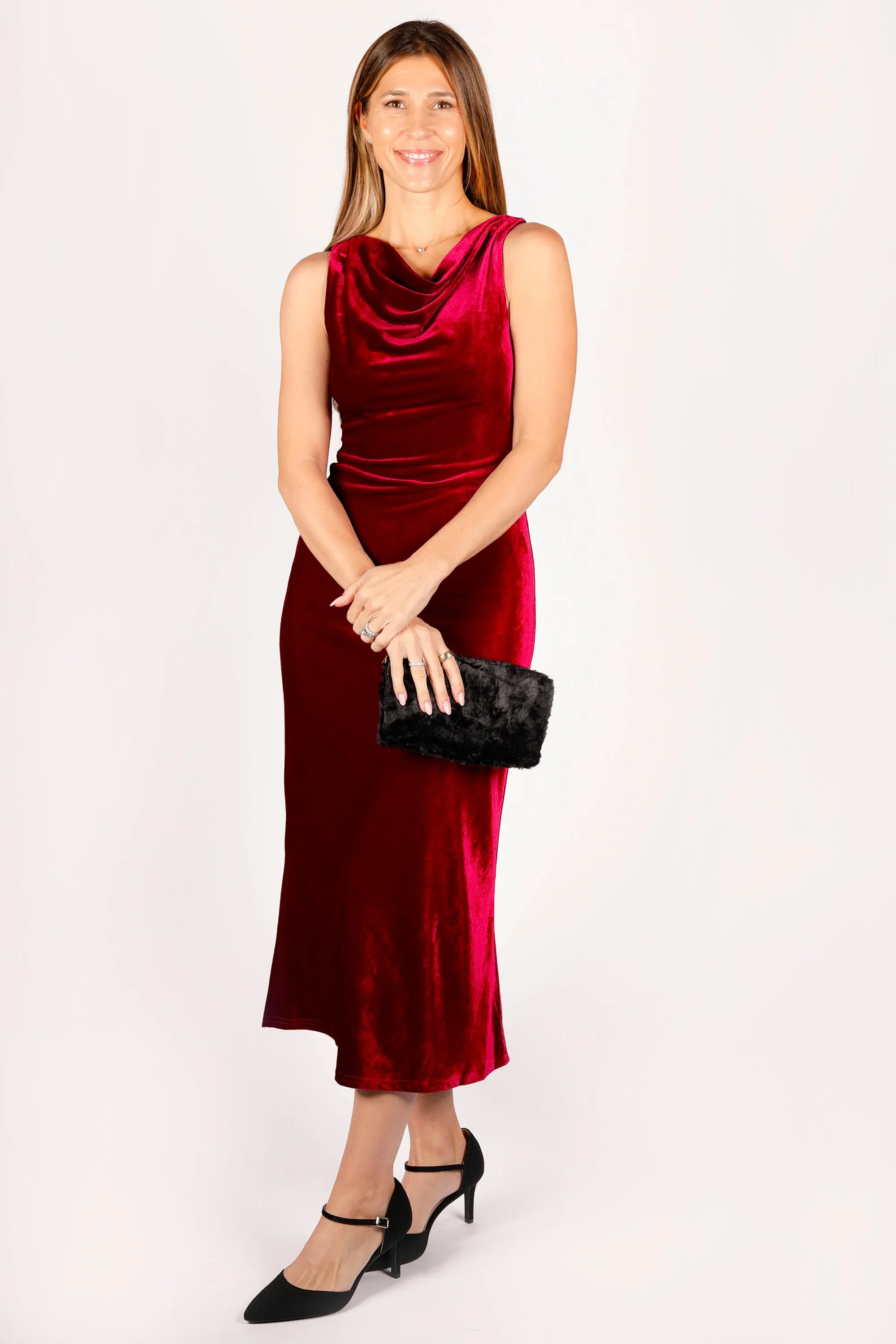 Crimson Velvet Maxi Dress