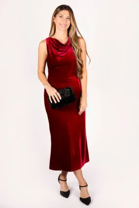 Crimson Velvet Maxi Dress