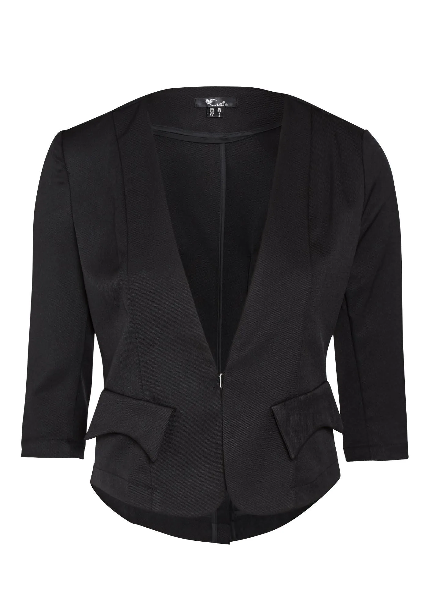 Cutie Black 3/4 Sleeve Fitted Blazer