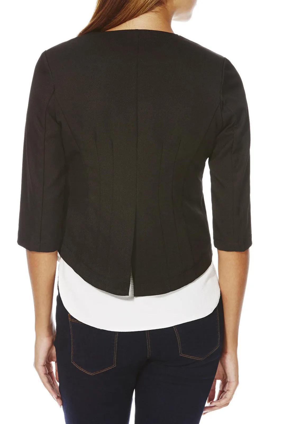 Cutie Black 3/4 Sleeve Fitted Blazer