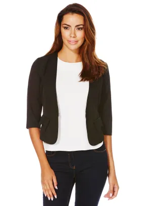 Cutie Black 3/4 Sleeve Fitted Blazer