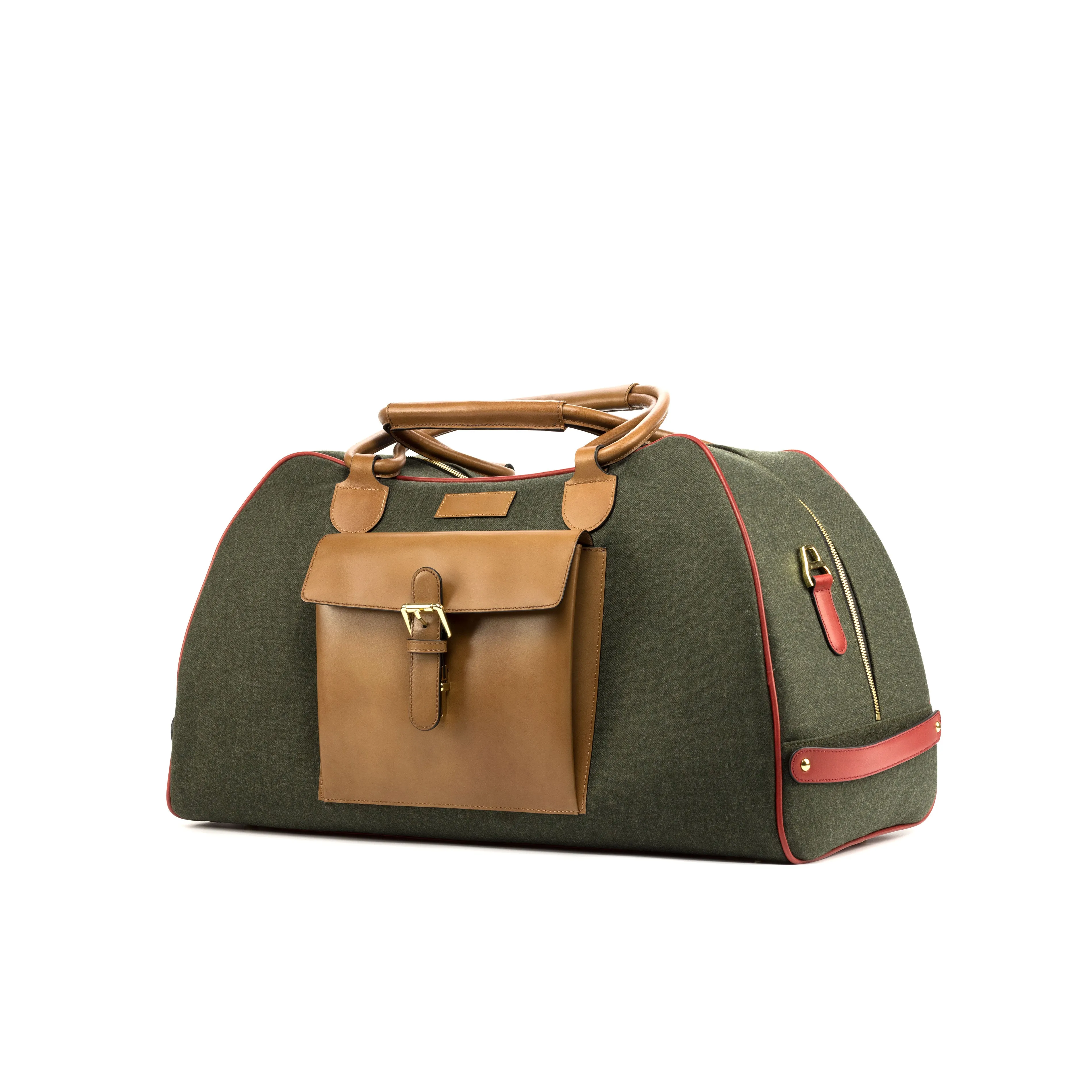 DapperFam Luxe Men's Travel Duffle in Flannel Green Flannel