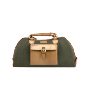 DapperFam Luxe Men's Travel Duffle in Flannel Green Flannel