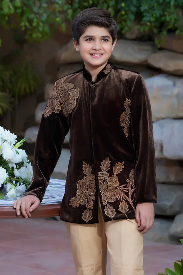 Embroidered Velvet Prince Coat Suit | WC1718 | B507