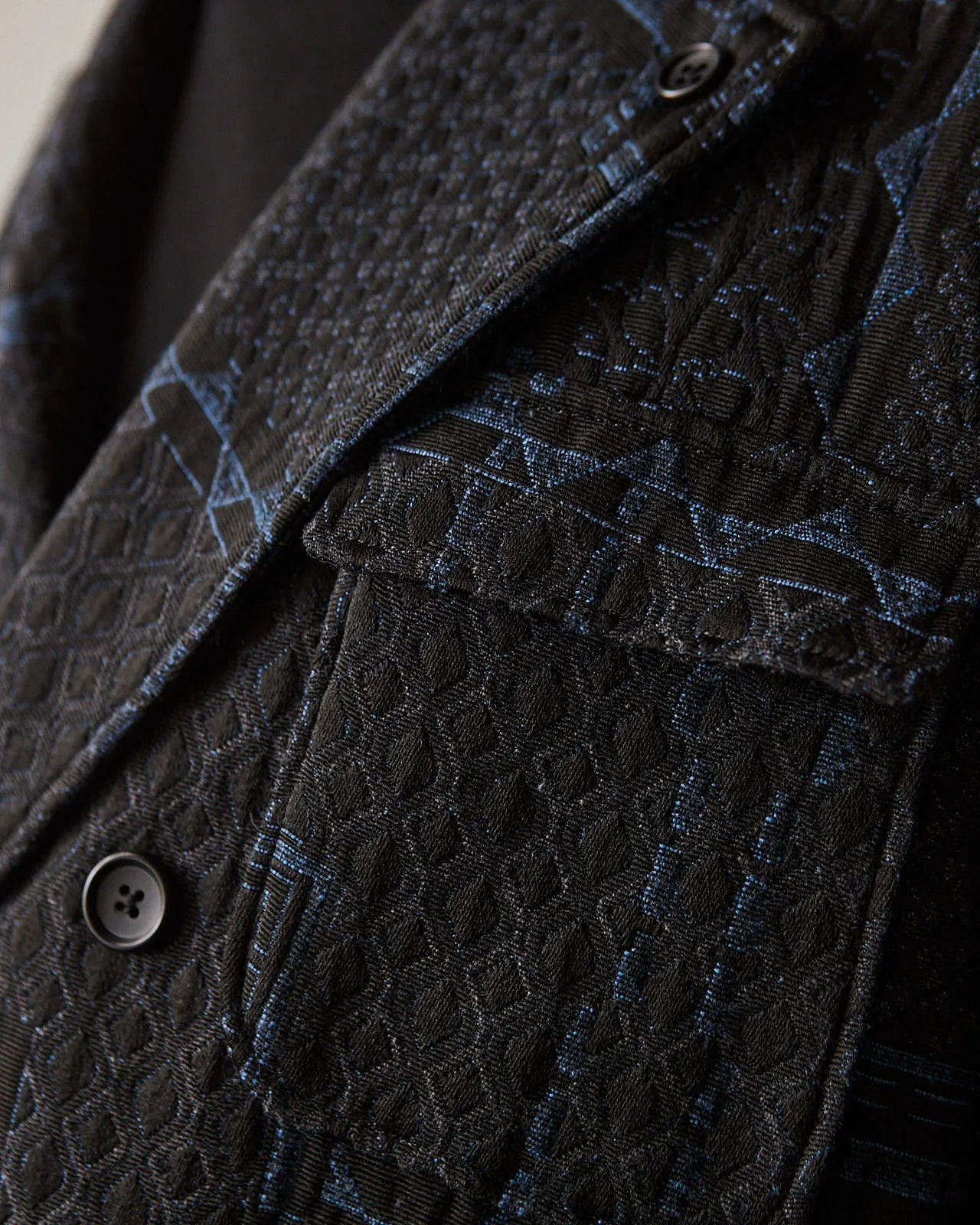 Engineered Garments Reefer Jacket, Black/Navy Geo Jacquard