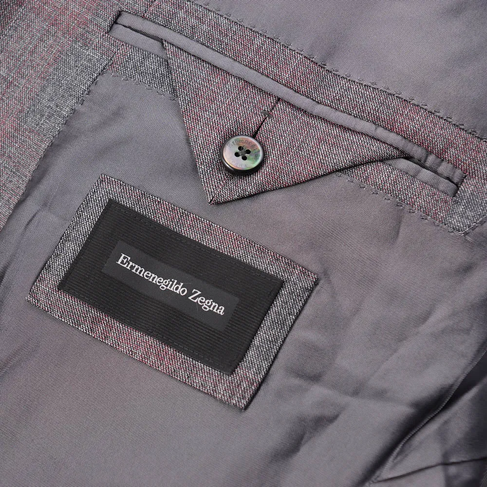 Ermenegildo Zegna Gray-Pink Check Wool Sport Coat