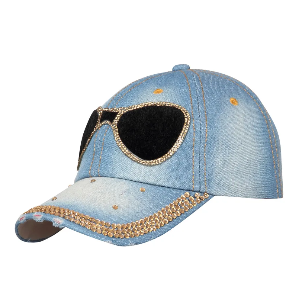 Fabseasons MediumBlue Denim Shades Studded Cap , Adjustable strap