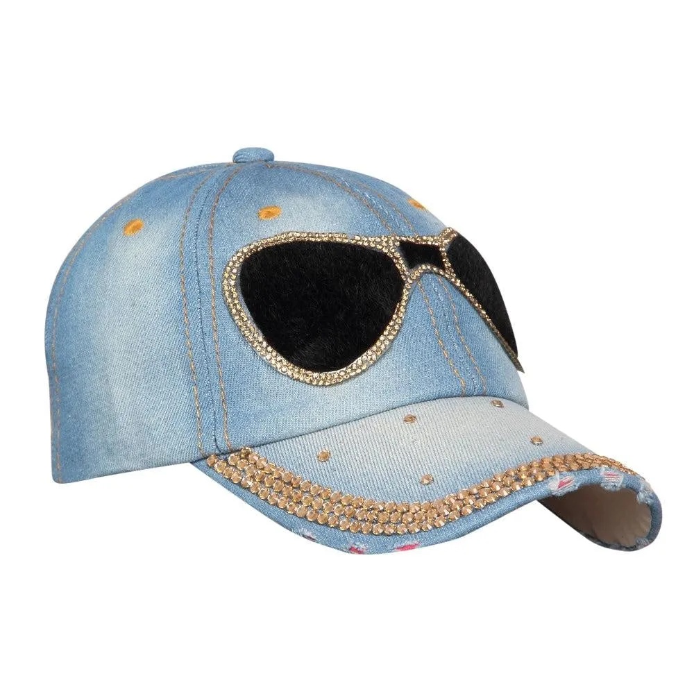 Fabseasons MediumBlue Denim Shades Studded Cap , Adjustable strap