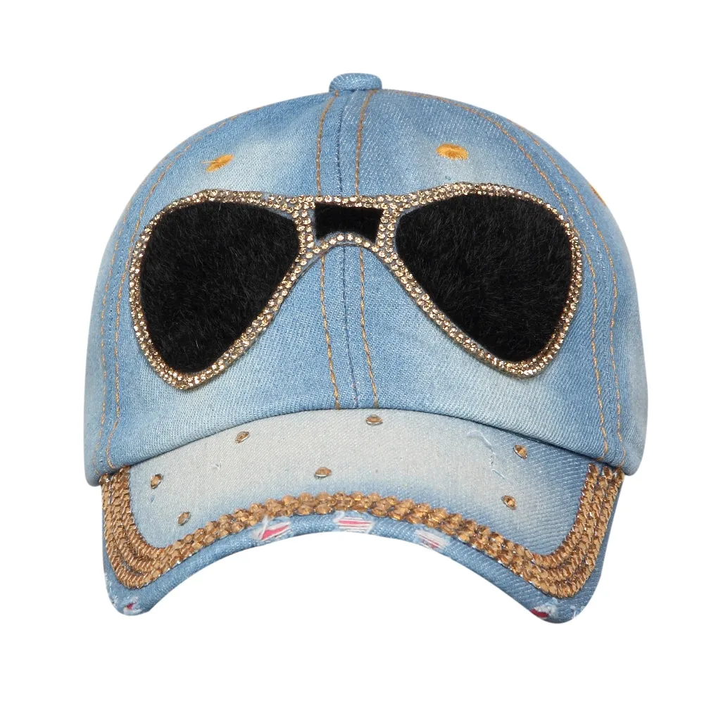 Fabseasons MediumBlue Denim Shades Studded Cap , Adjustable strap