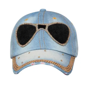 Fabseasons MediumBlue Denim Shades Studded Cap , Adjustable strap