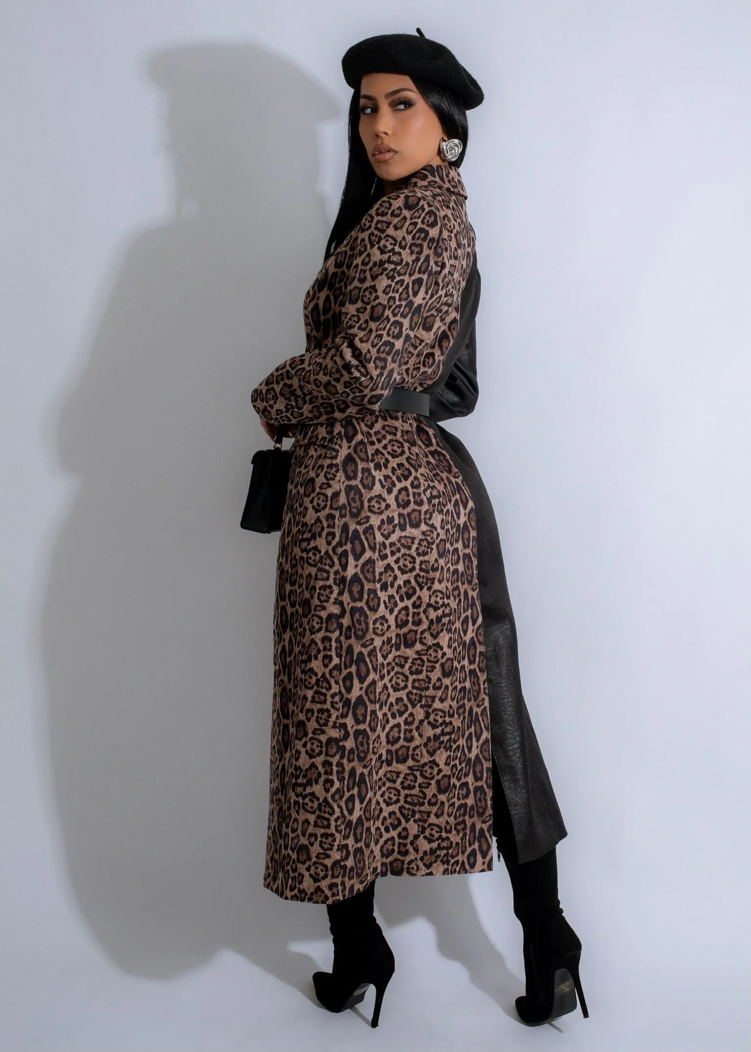 Fierce Duality Leopard Coat Black