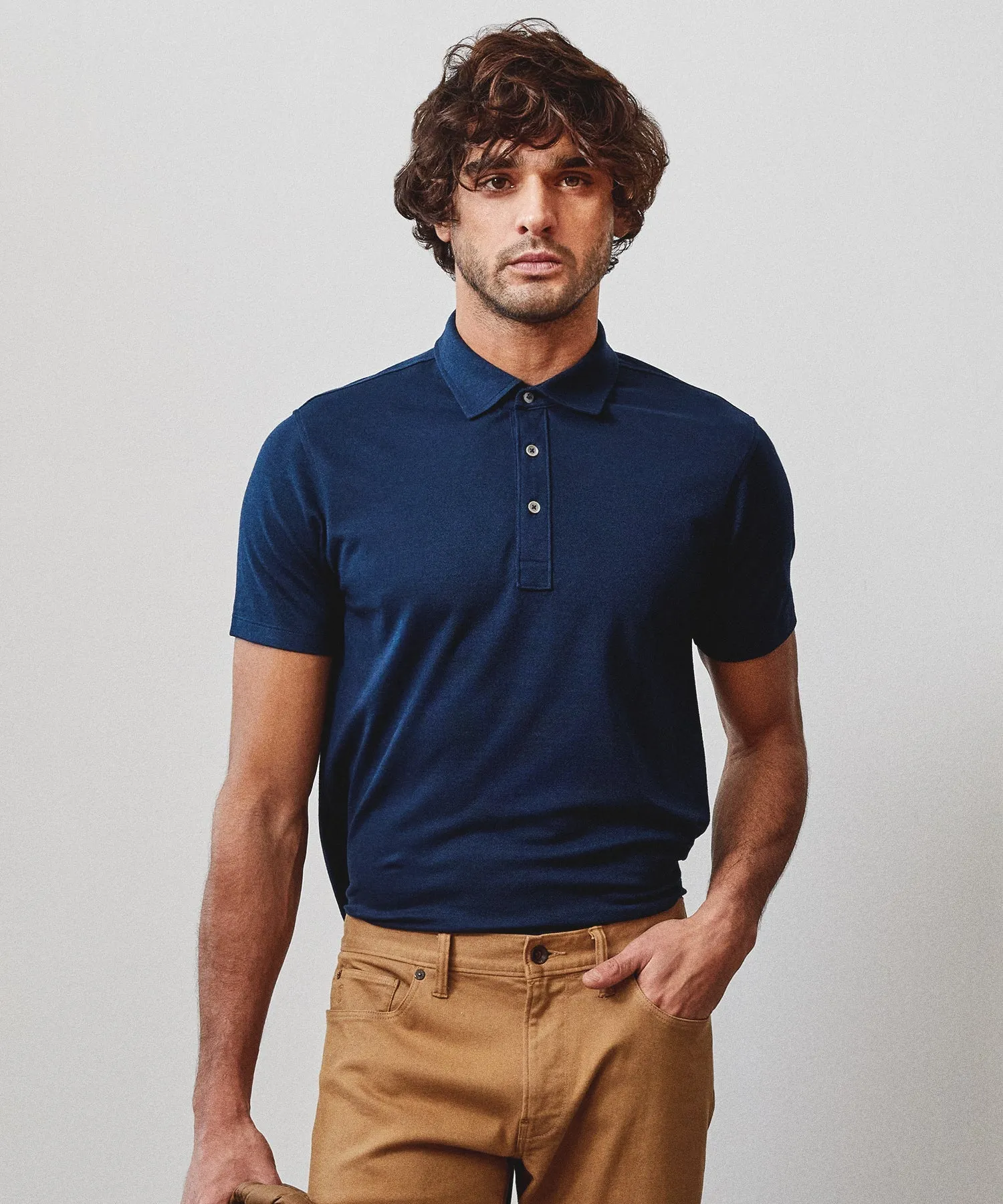 Fine Pique Polo in Navy