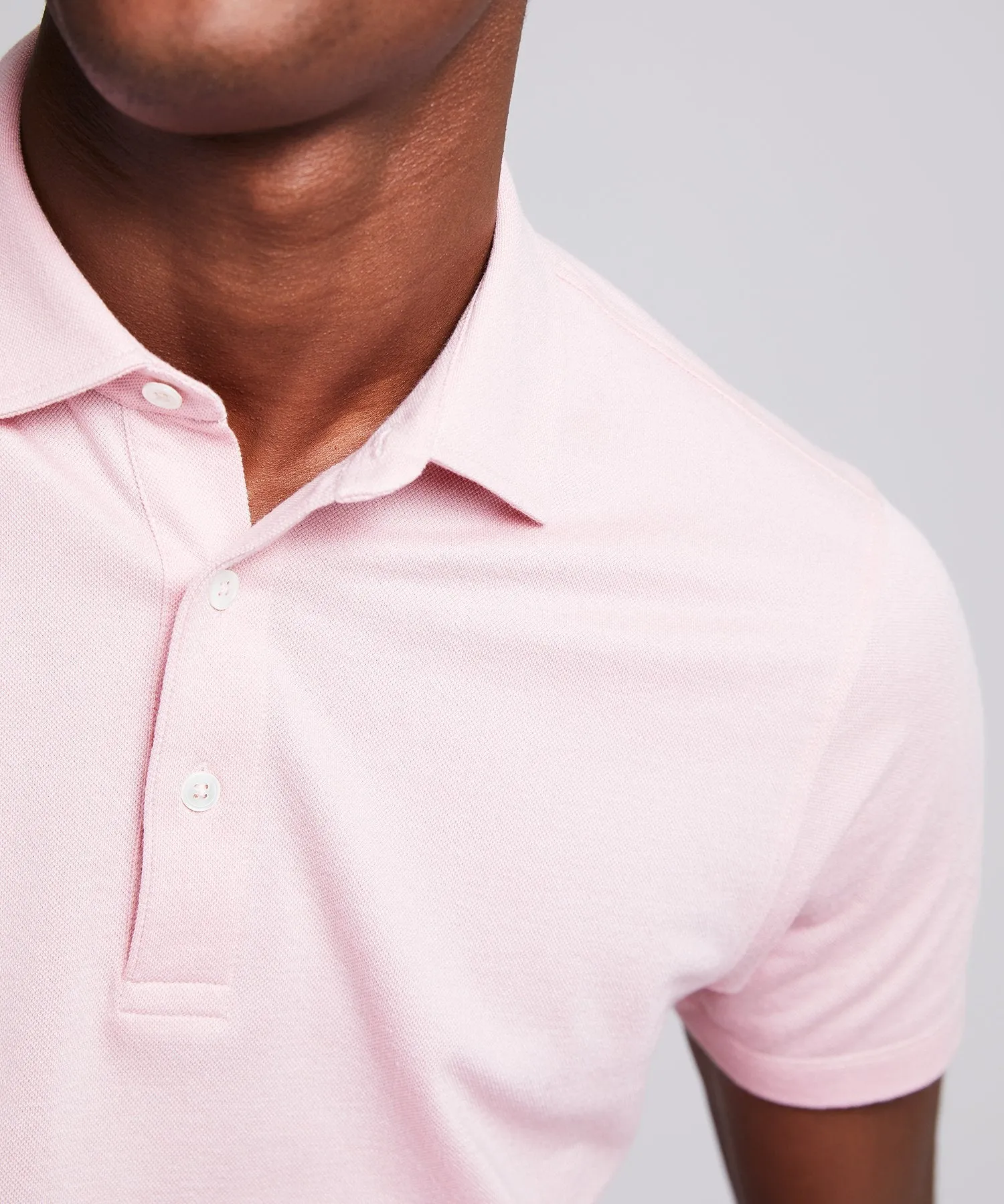 Fine Pique Polo in Pink