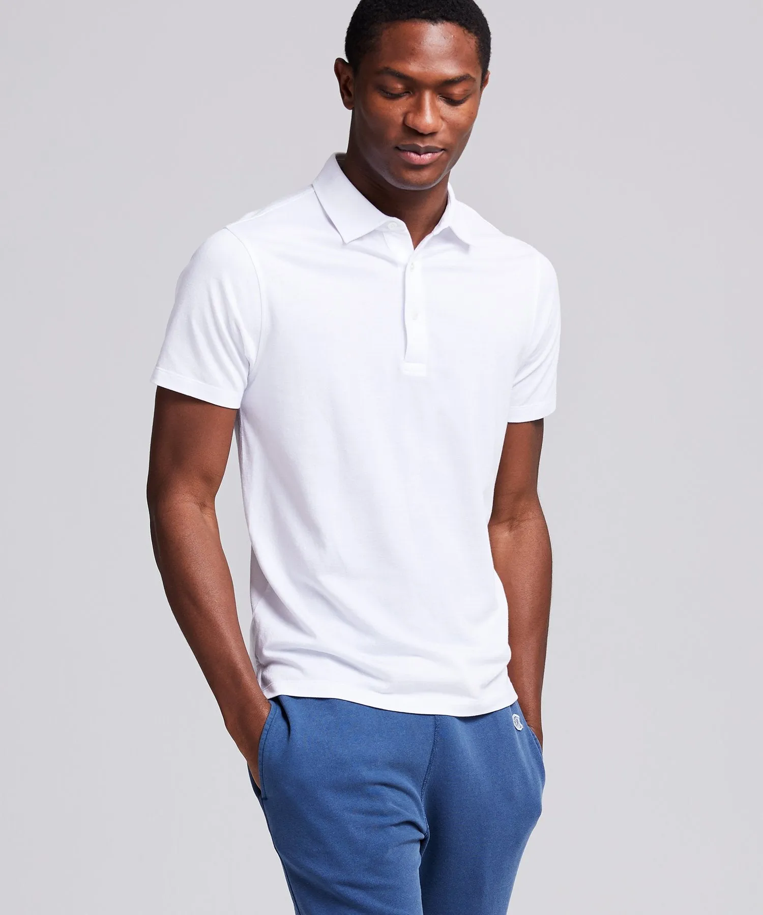 Fine Pique Polo in White