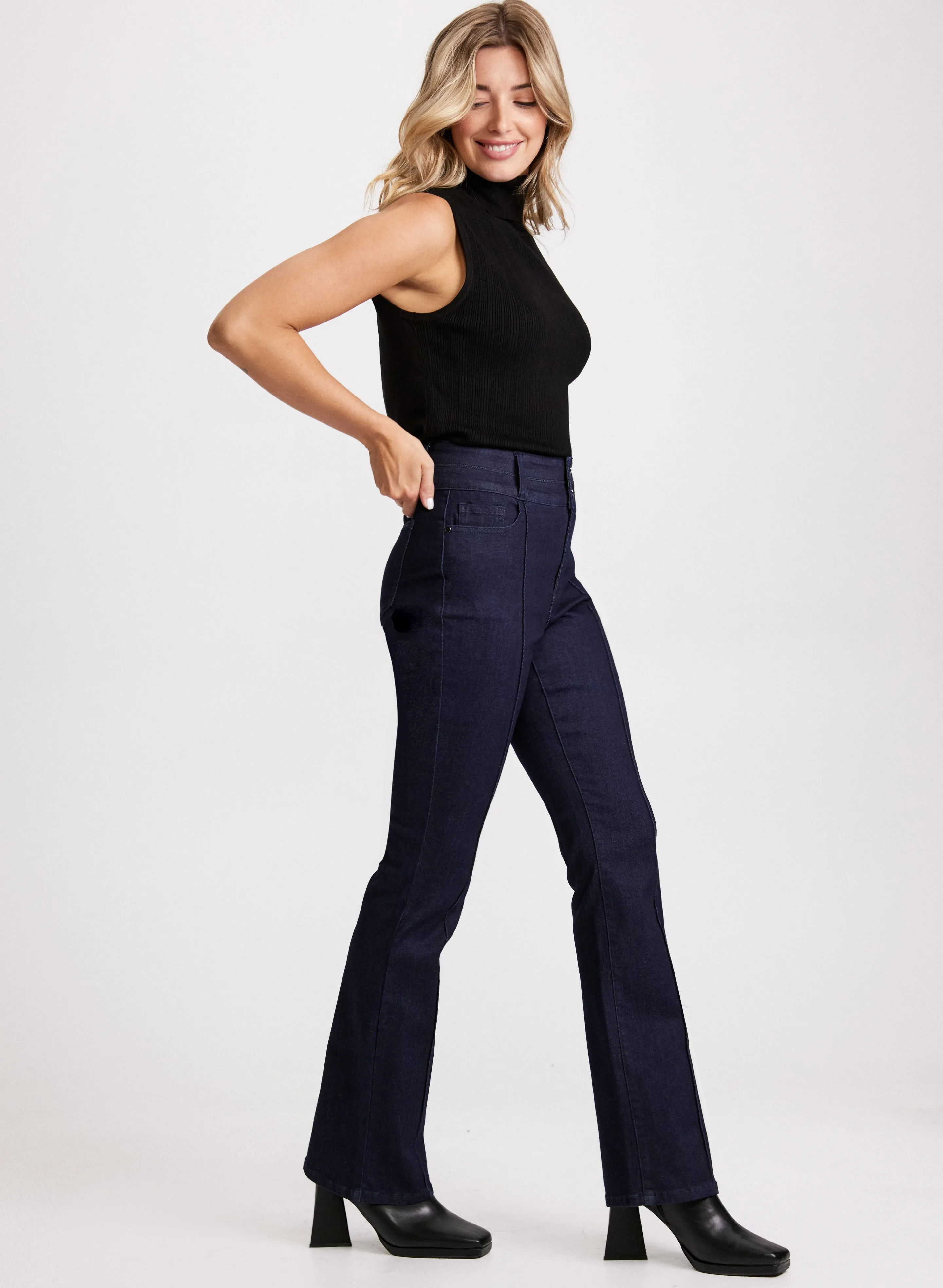 Flared Pintuck Jeans