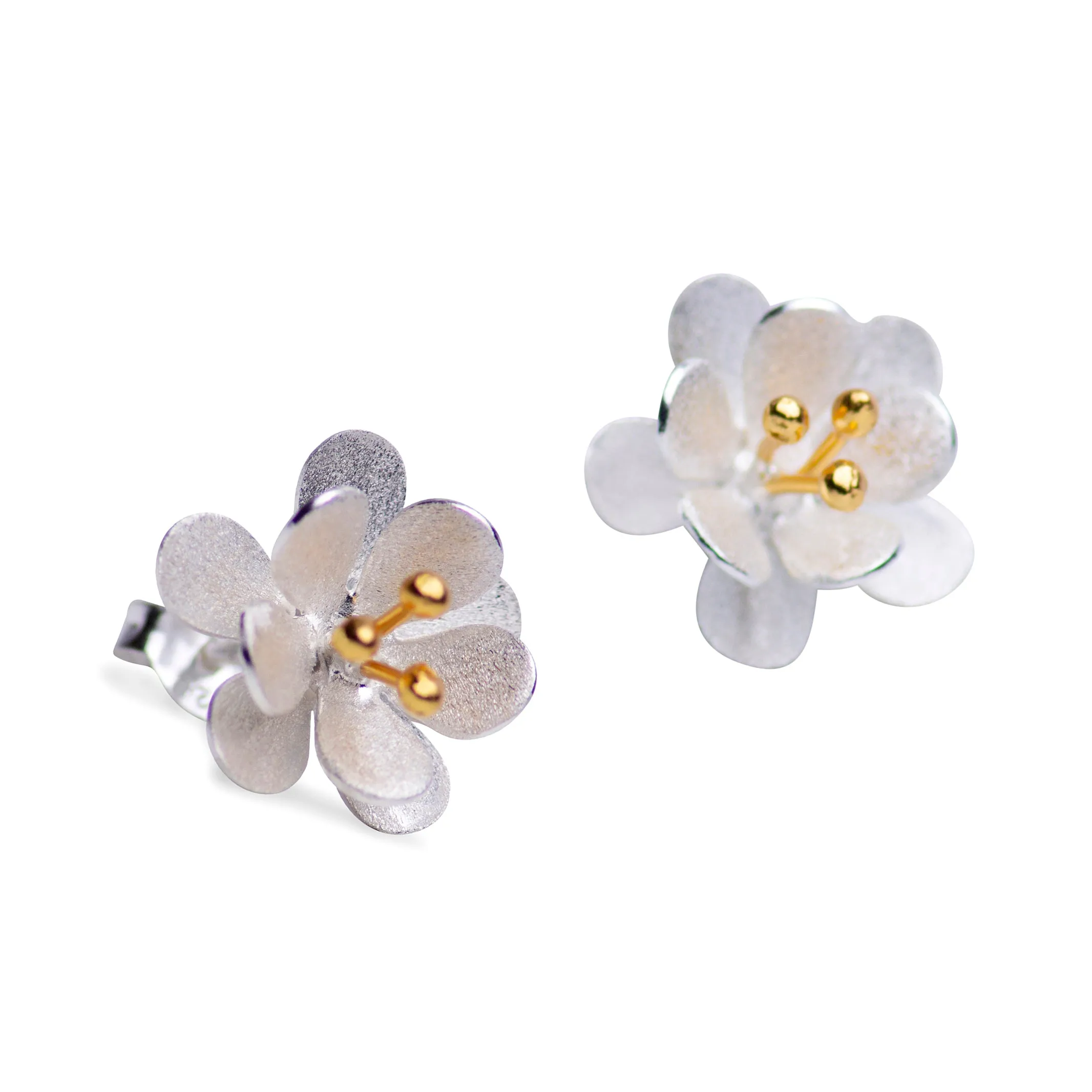 Floral Silver Earrings