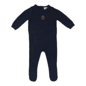 footie crest knit with hat - navy