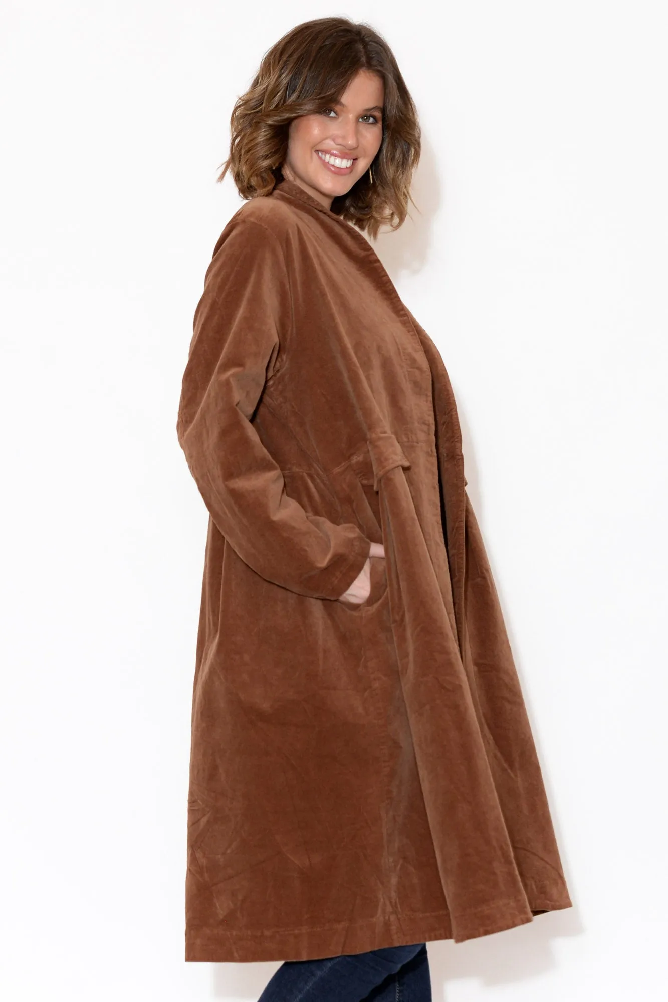 Genevieve Brown Velvet Coat