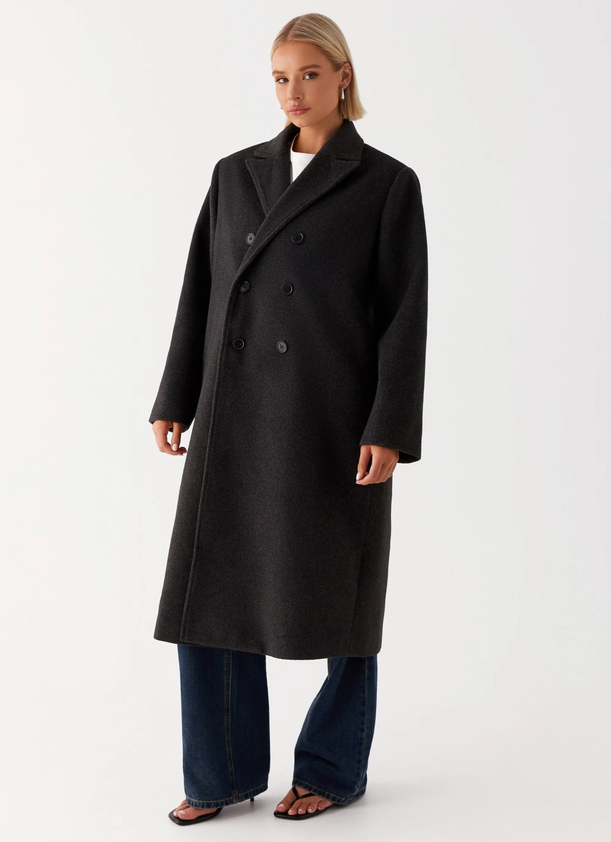 Gianni Double Breast Coat - Charcoal