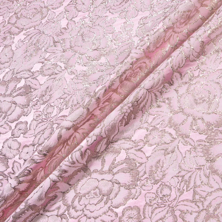 Gold Floral Jacquard Rich Pink Brocade