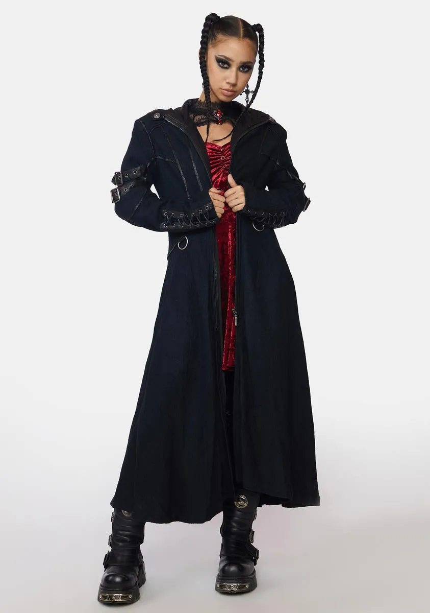 Goth Buckle Long Trench Coat