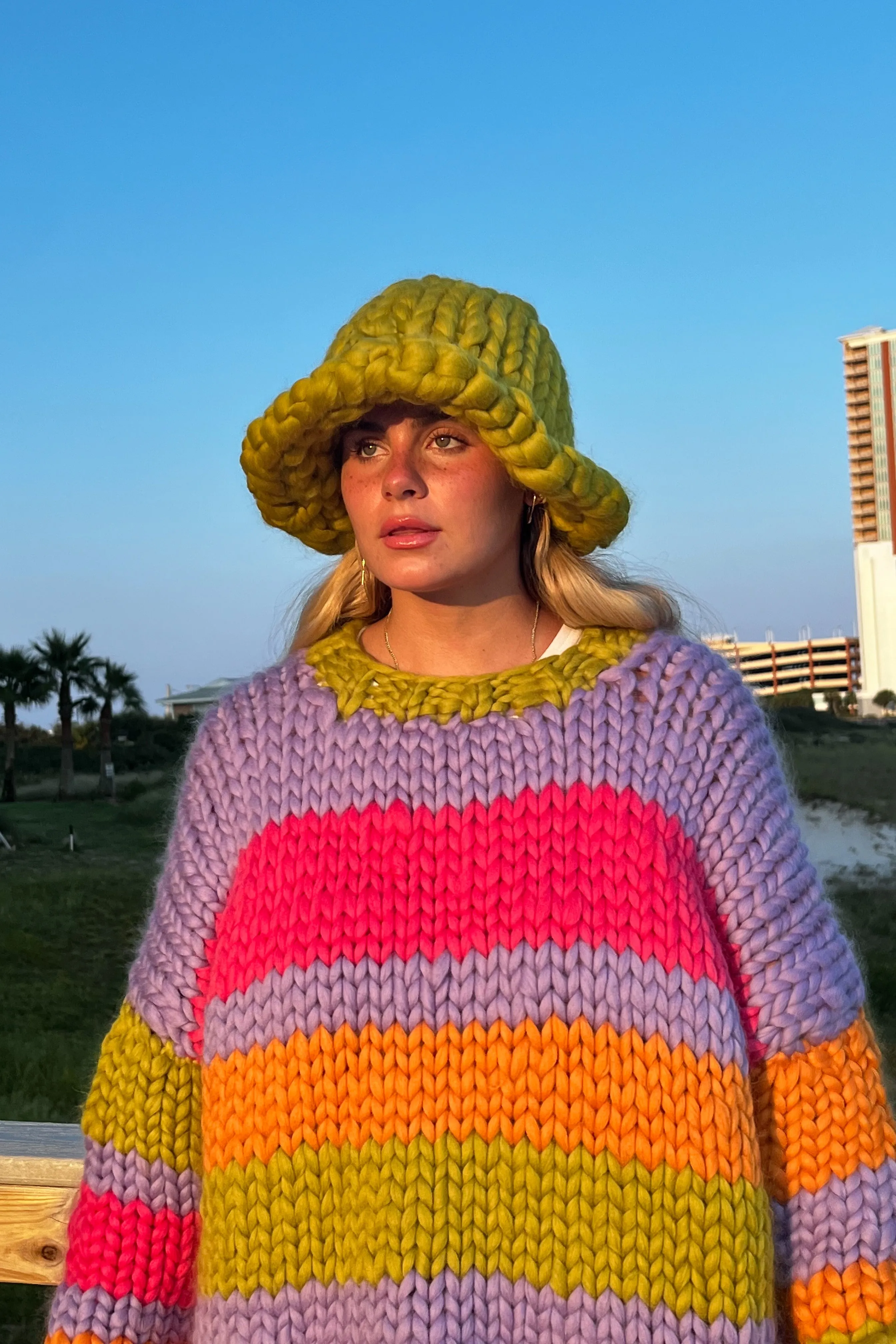 Green Colossal Knit Mushroom Hat