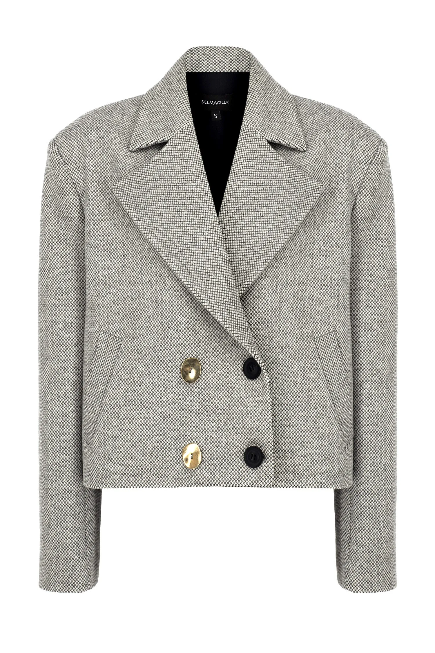 GREY PATTERNED CACHET BUTTON DETAILED JACKET