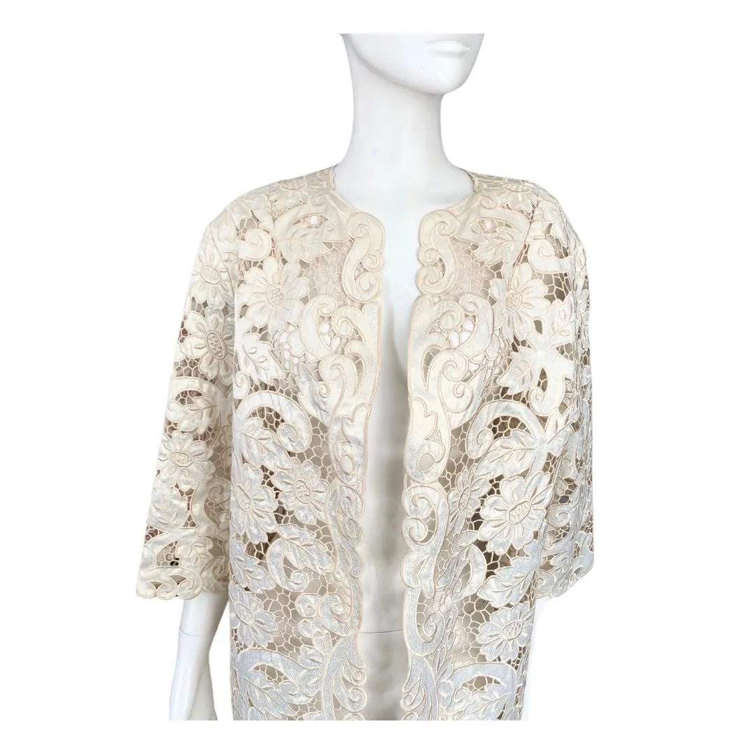 H&M Lace Structured Duster Coat Gold SIZE  10