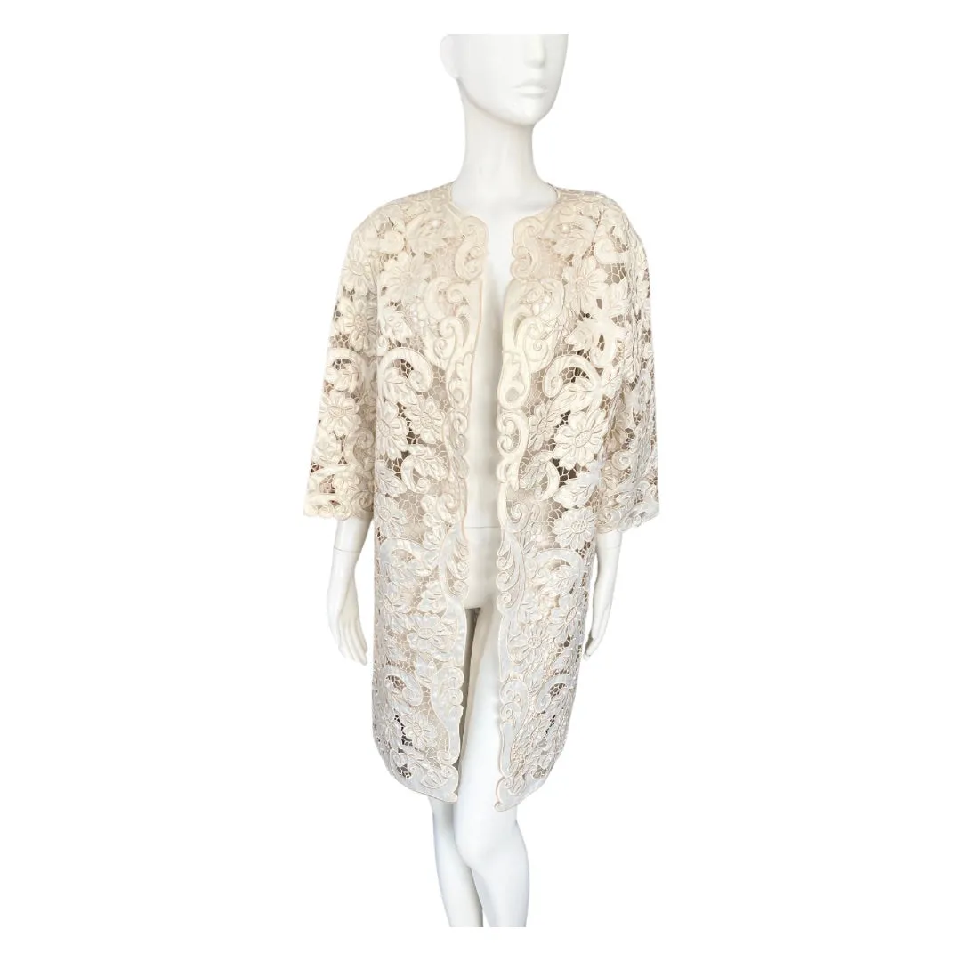 H&M Lace Structured Duster Coat Gold SIZE  10