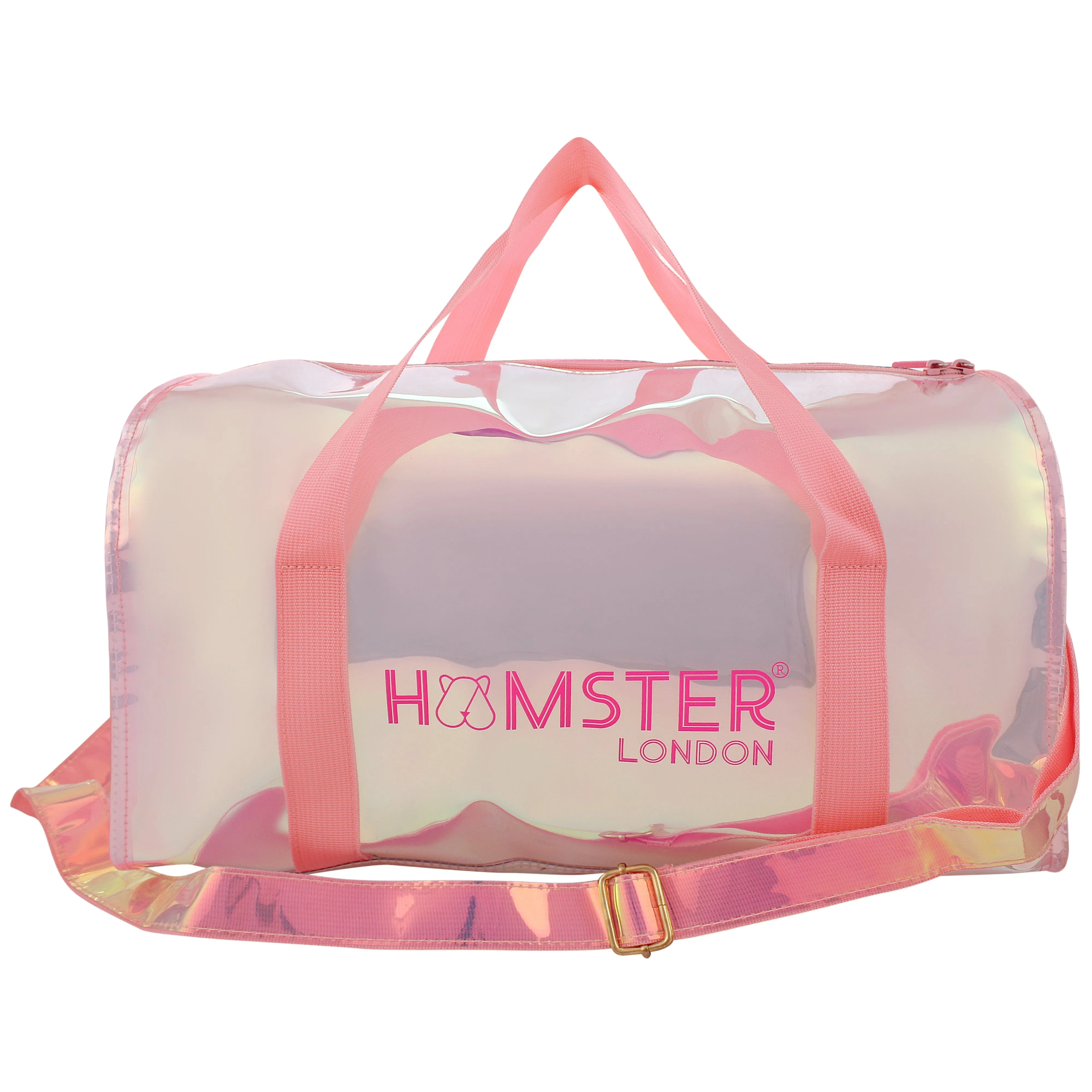 Hamster London Shiny Classic Duffle Bag Pink With Personalization Sticker