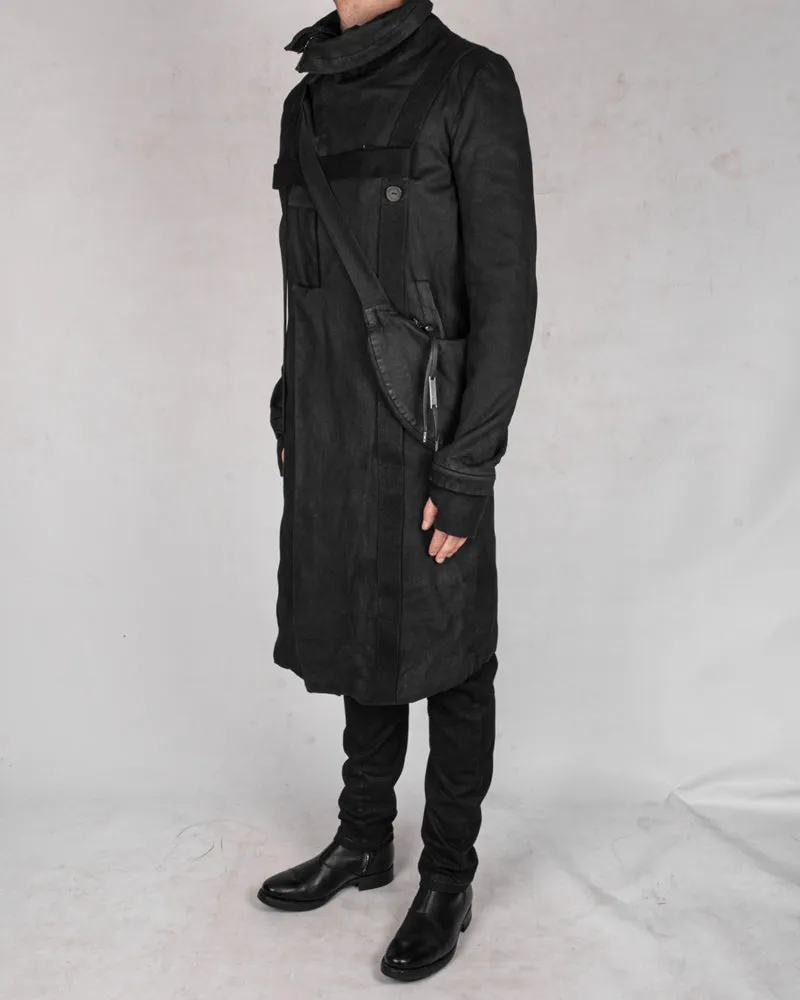 Harnessed zip up cotton coat