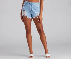 High Rise Super Destructed Cutoff Denim Shorts by Windsor Denim