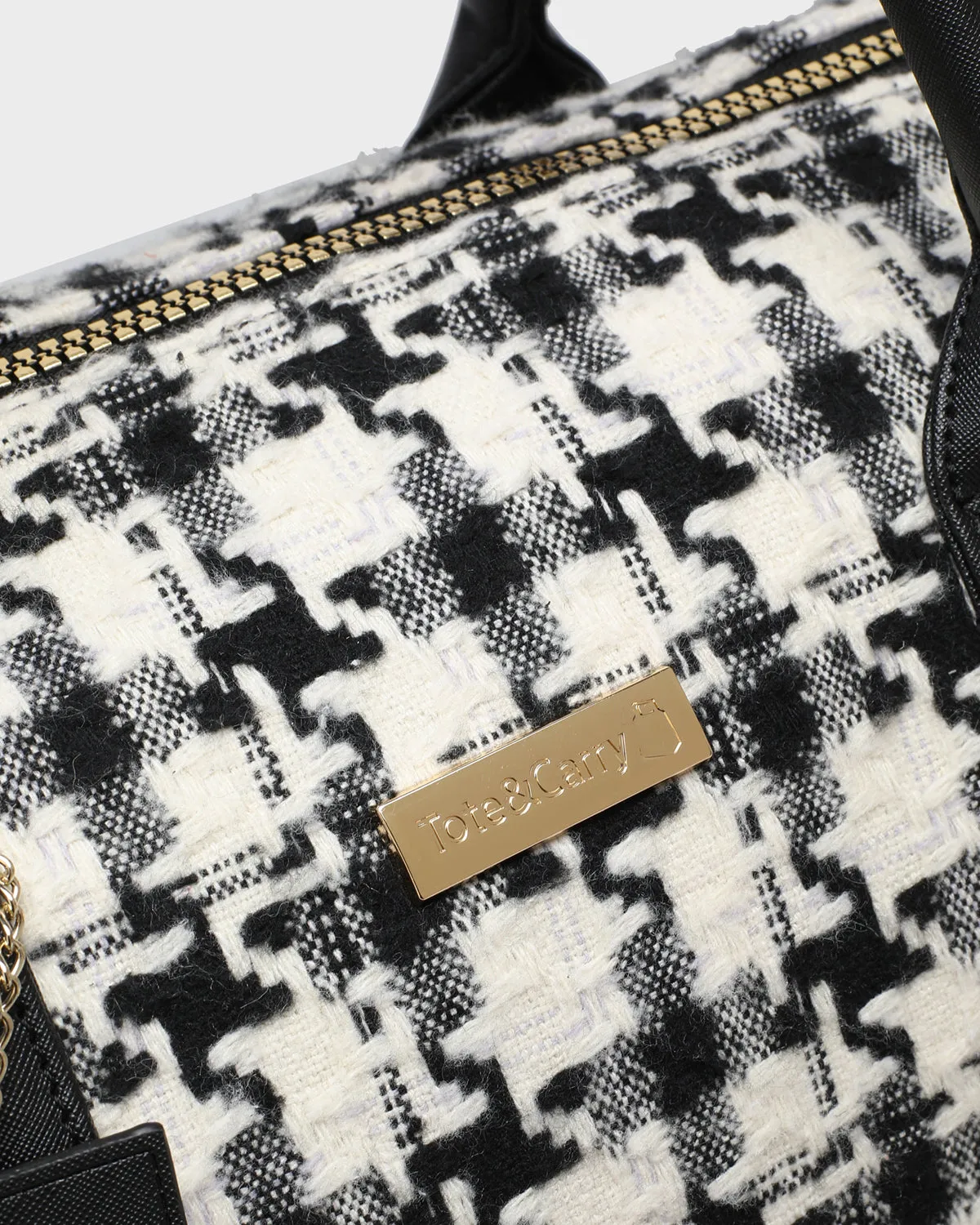 Houndstooth Duffle Bag in Black & White