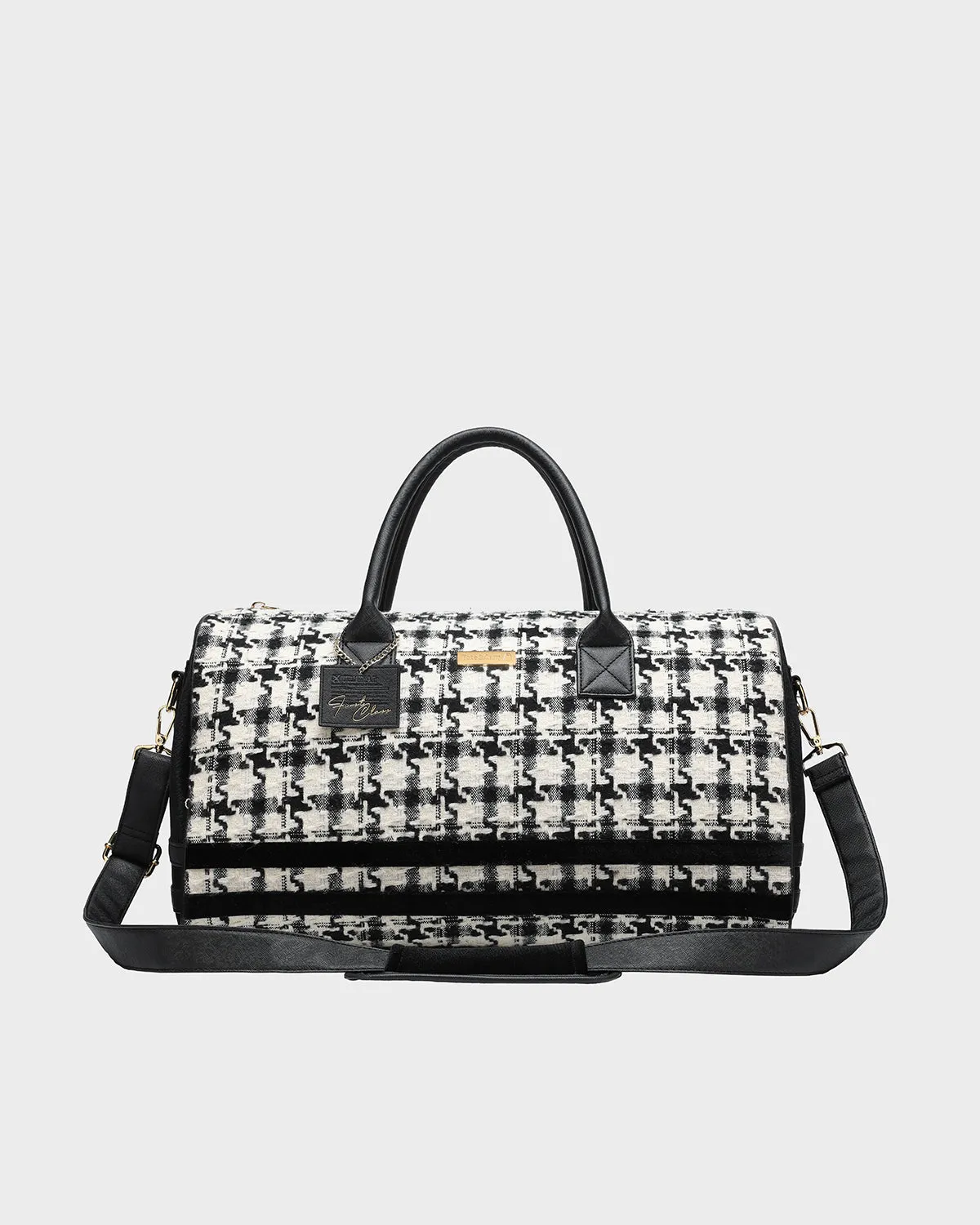 Houndstooth Duffle Bag in Black & White